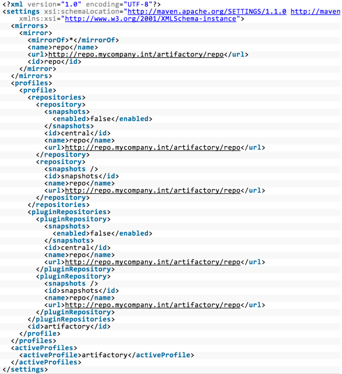 Artifactory - settings.xml